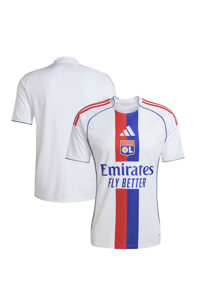 adidas Men's adidas White Olympique Lyonnais 2025/26 Home Replica Jersey, Main, color, White