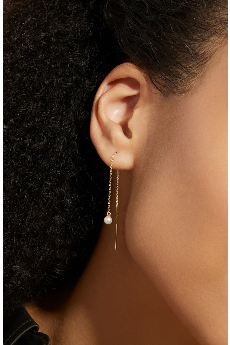 Pearl Threader Earrings - Abrielle, Alternate, color, Gold
