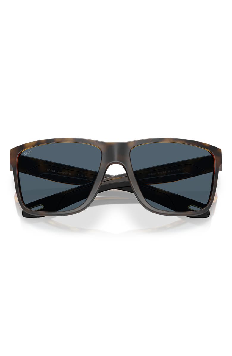 Costa Del Mar Broadbill II 58mm Polarized Rectangular Sunglasses, Alternate, color, Matte Tortoise/ Gray 580P