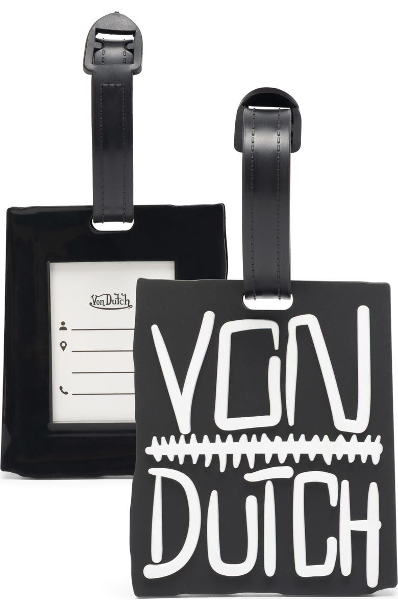 Von Dutch Stitched 2-Piece Suitcase ID Tag Set with Adjustable Straps, Main, color, Stitched
