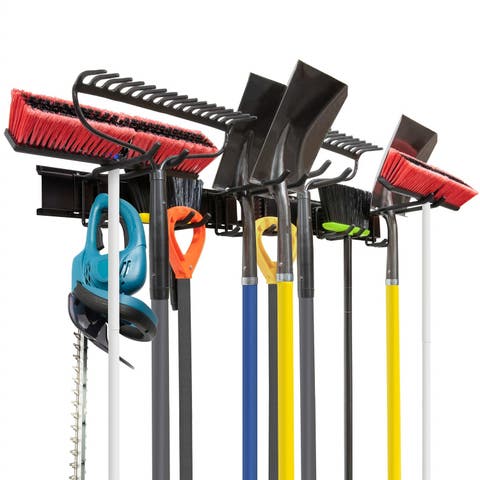 Tool Storage Rack, 8 Piece Wall Mounted Garage Organizer for Broom, Mop, Rake Shovel & Tools