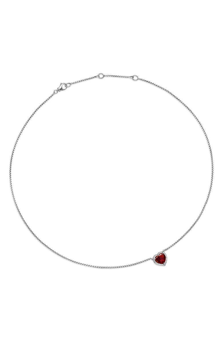 David Yurman Chatelaine<sup>®</sup> Heart Pendant Necklace in Sterling Silver with Garnet and Pavé Diamonds, Alternate, color, 