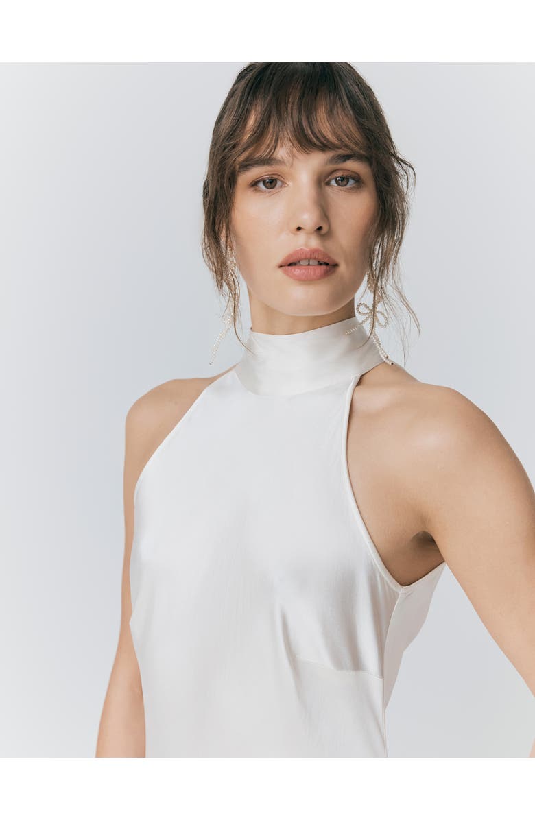 Ghost London Amaia Halter Neck Satin Maxi Dress, Alternate, color, Ivory