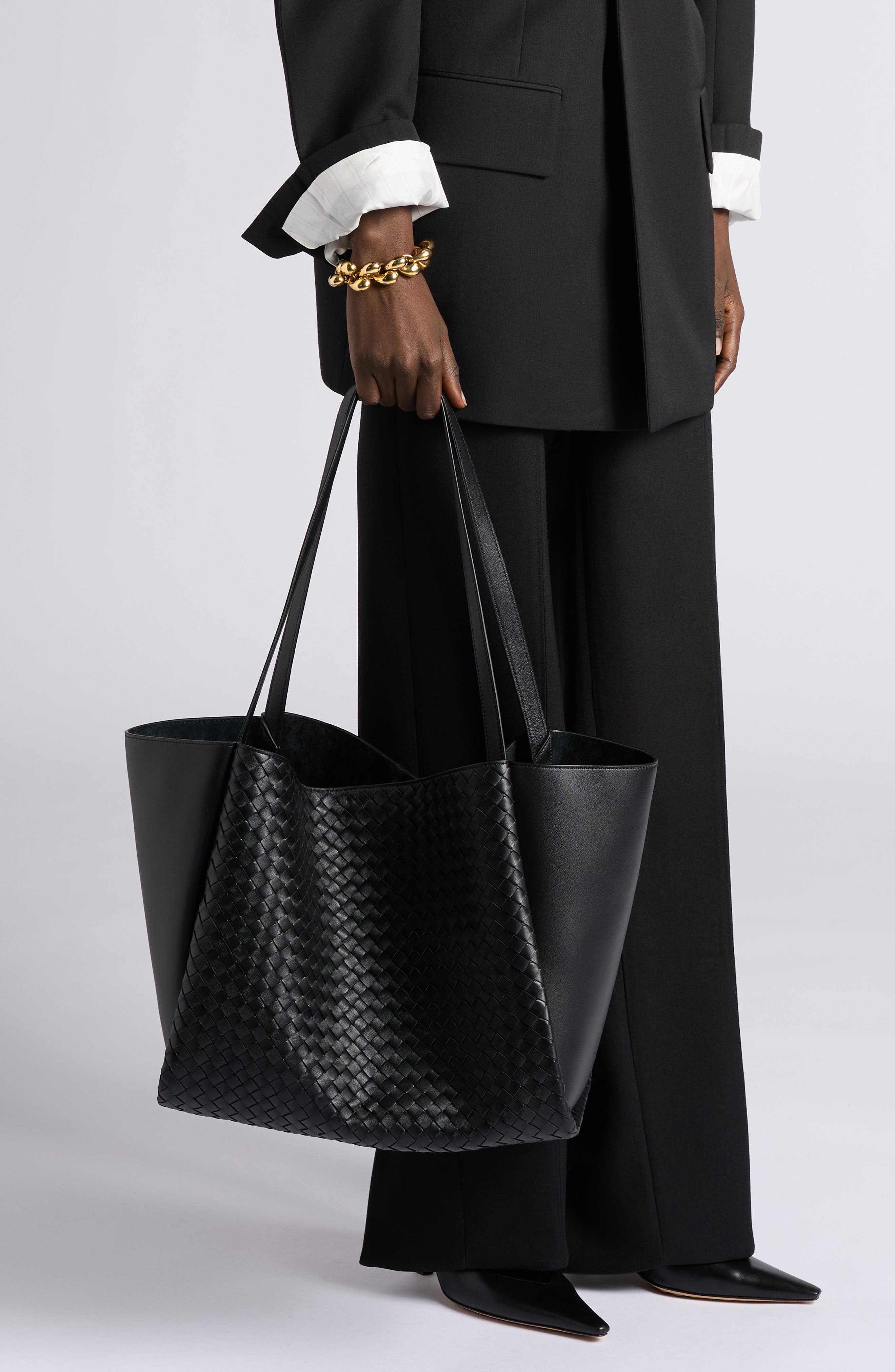 Large Corso Leather Tote, Alternate, color, 1007 BLACK-BRASS VIBRATO