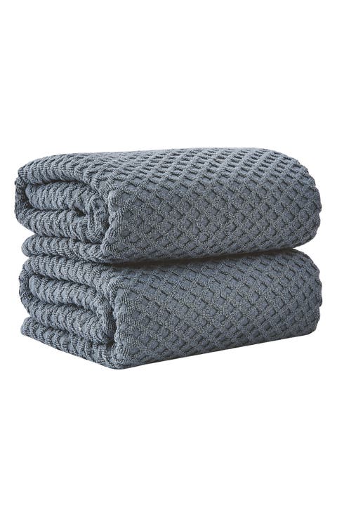 Diamond Waffle Textured 2-Piece Bath Sheet Set