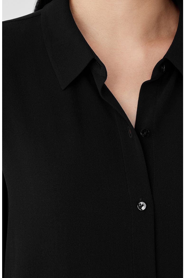 Easy Classic Collar Silk Button-Up Shirt, Alternate, color, BLACK