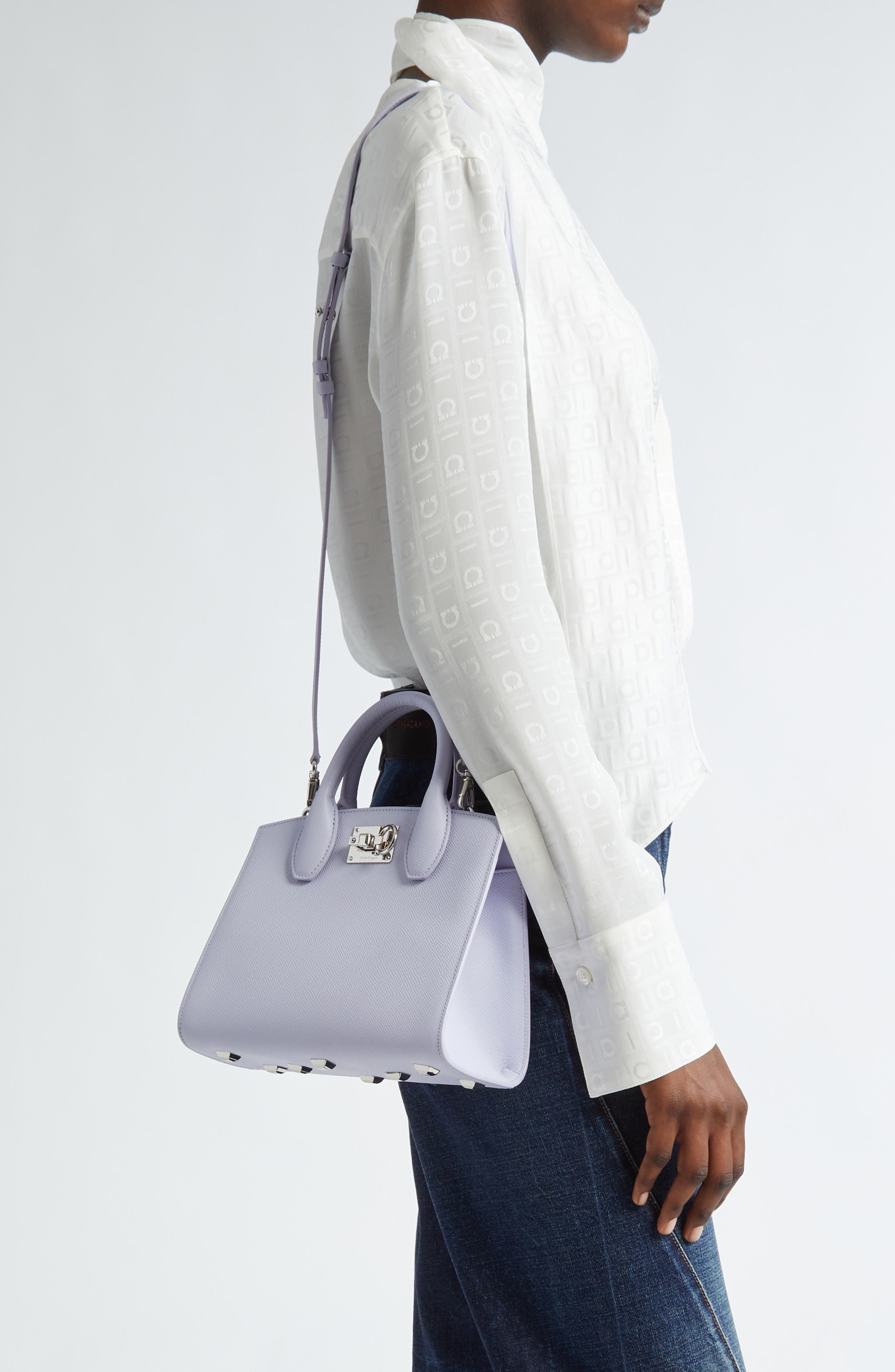 FERRAGAMO Mini Studio Box Leather Top Handle Bag, Alternate, color, 