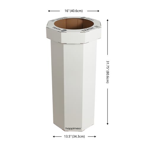 Happimess Fleur 25-gallon Classic Disposable Corrugated Cardboard Event Trash Can And Recycling Bin In White