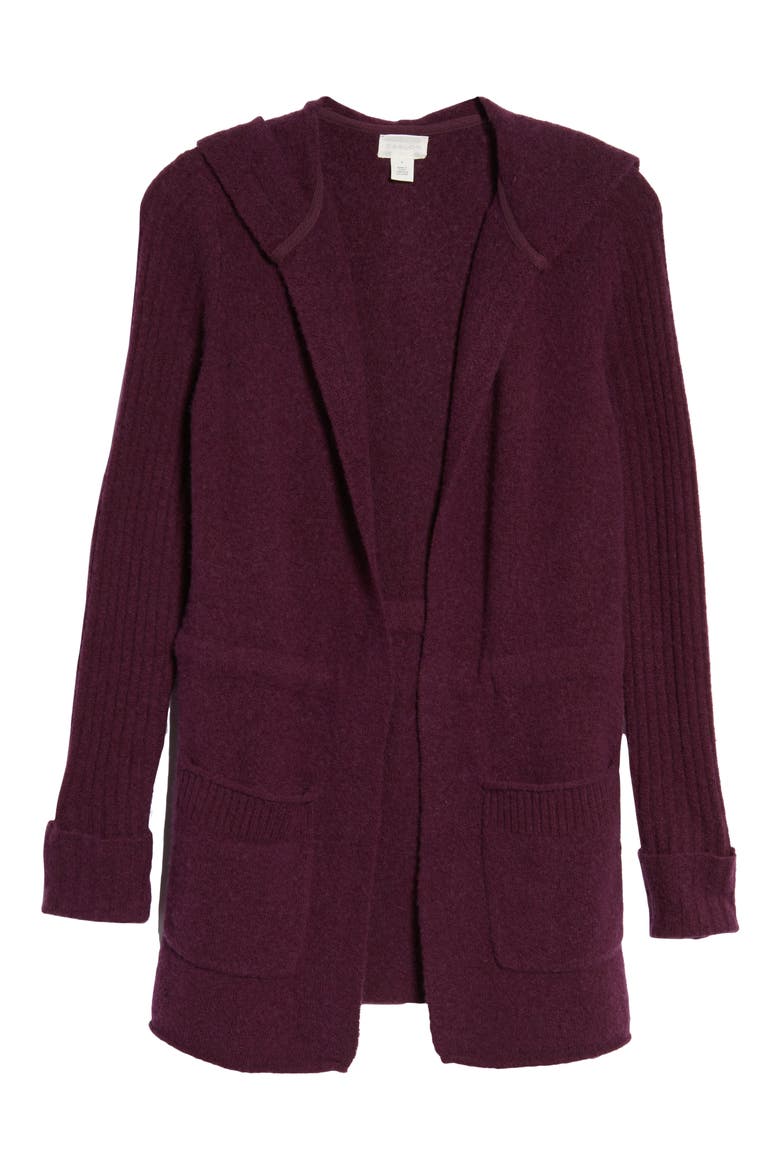 Hooded Cardigan, Alternate, color, PURPLE POTENT