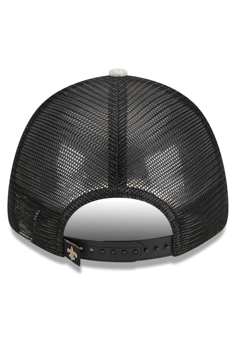 Men's New Era Heather Gray/Black New Orleans Saints Pop Trucker 9FORTY Adjustable Hat, Alternate, color, Heather Gray
