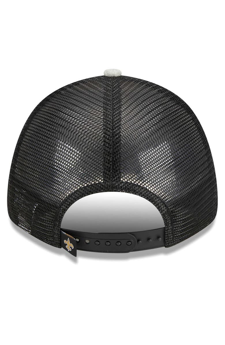 New Era Men's New Era Heather Gray/Black New Orleans Saints Pop Trucker 9FORTY Adjustable Hat, Alternate, color,