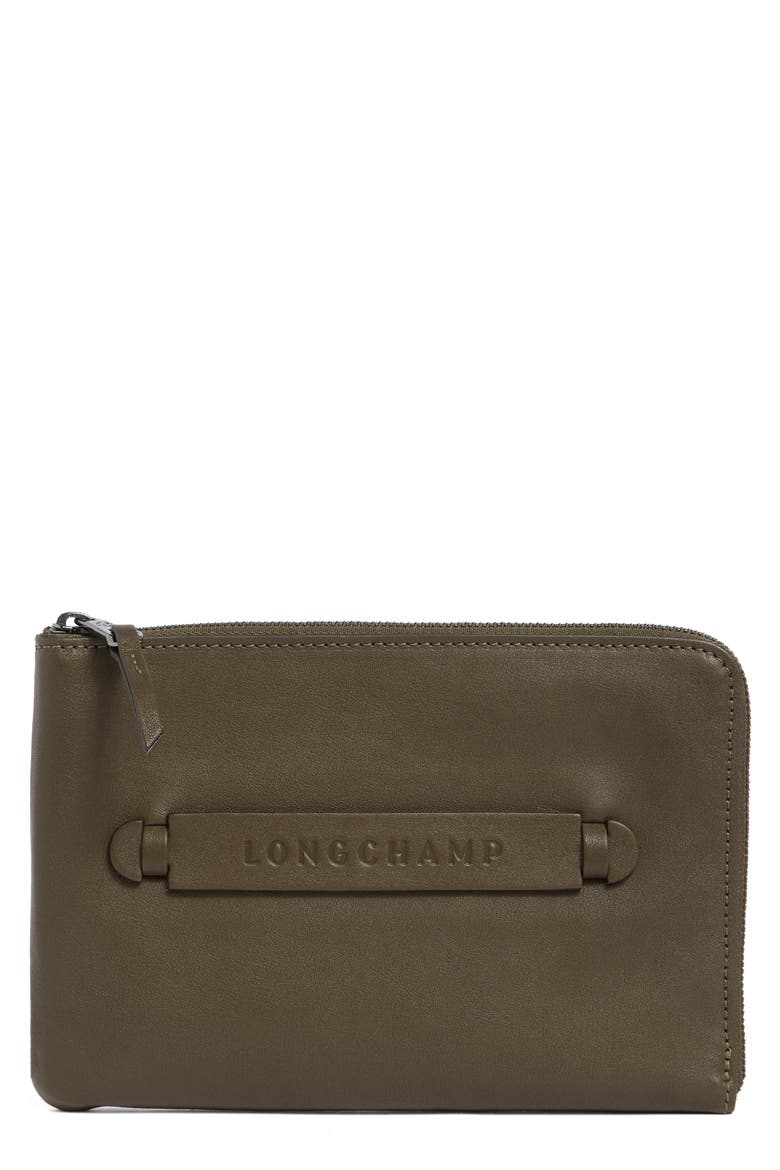 Leather Card Case, Main, color, KHAKI