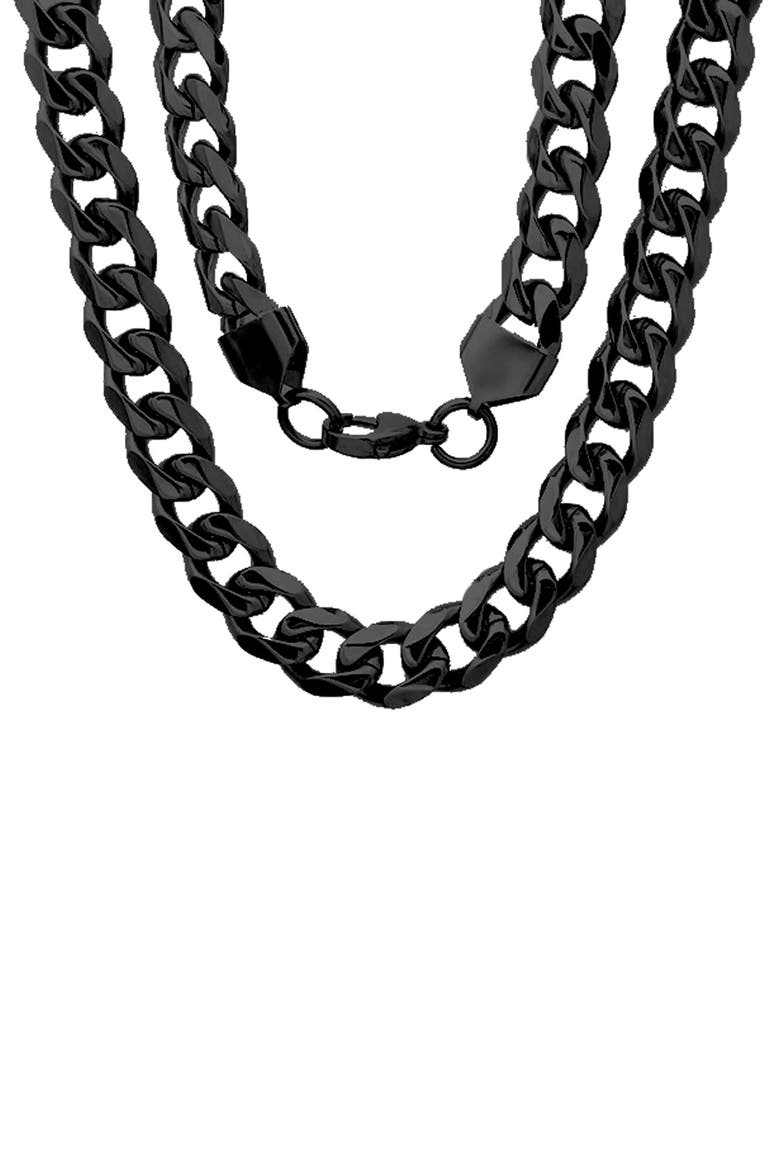 Men's Black Ion Plated Curb Chain Necklace, Main, color, BLACK