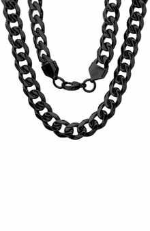 Men's Black Ion Plated Curb Chain Necklace