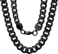 STEELTIME Men's Black Ion Plated Curb Chain Necklace