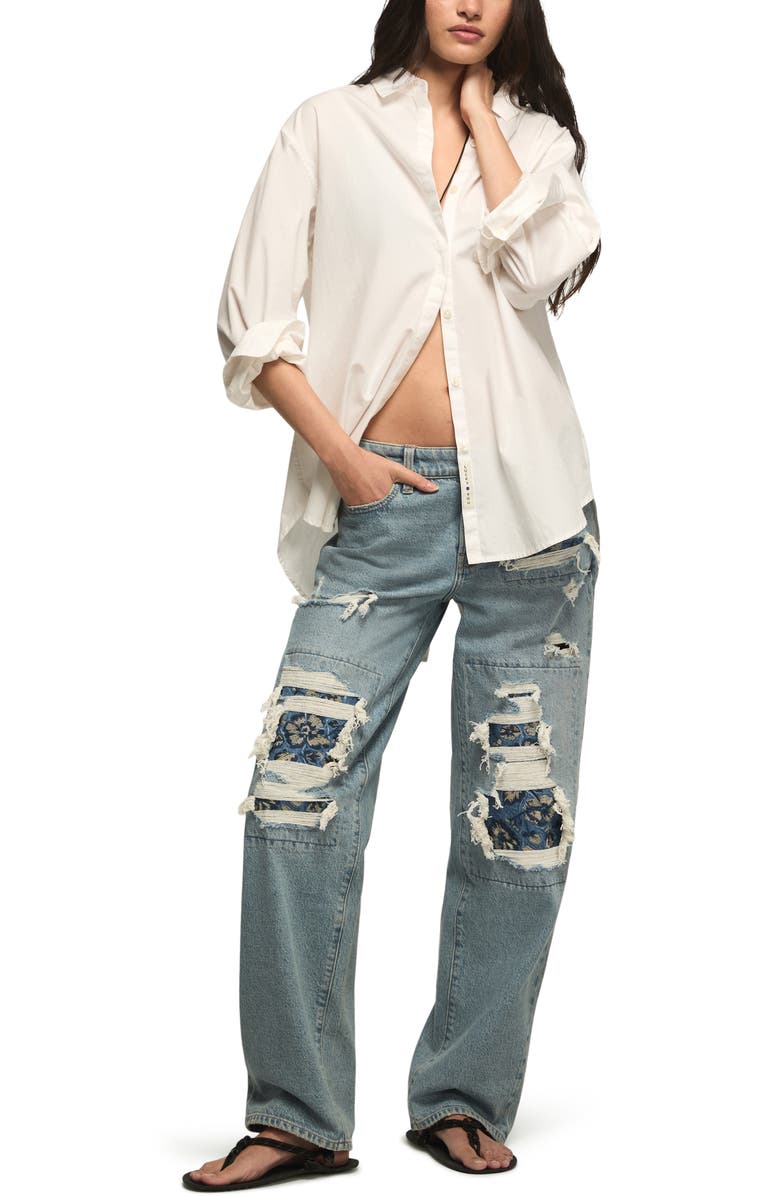 Lucky Brand Lucky Legend Ripped & Repaired Baggy Jeans, Alternate, color, Skipping Flowers Wash