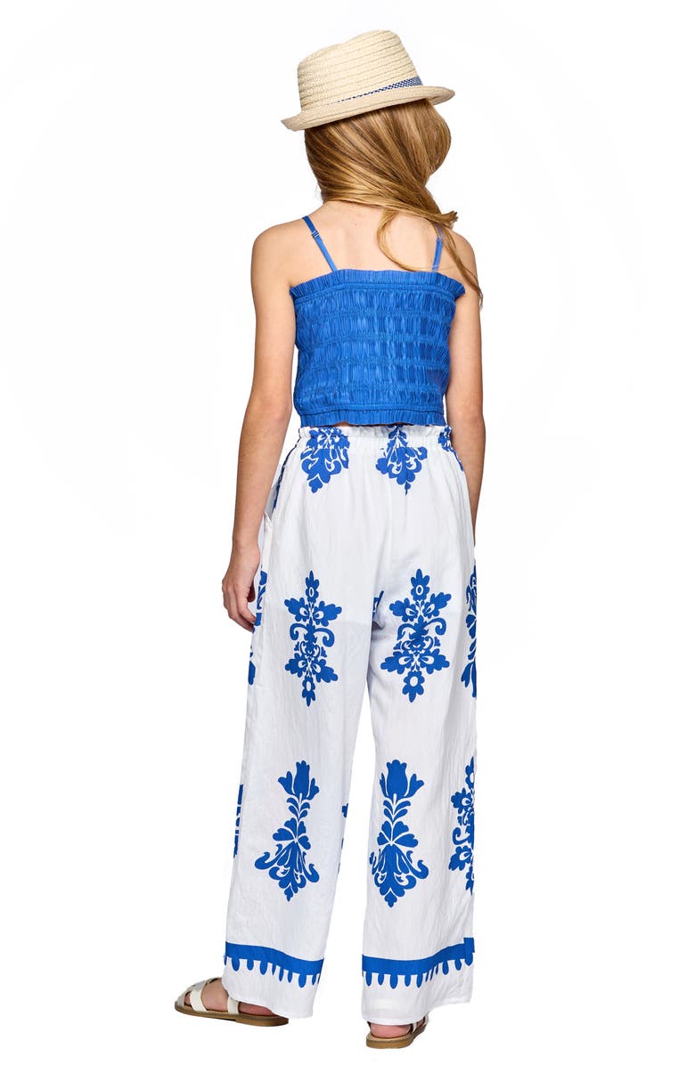 Sara Sara Kids' Smocked Crop Top & Wide Leg Pants Set, Alternate, color, 