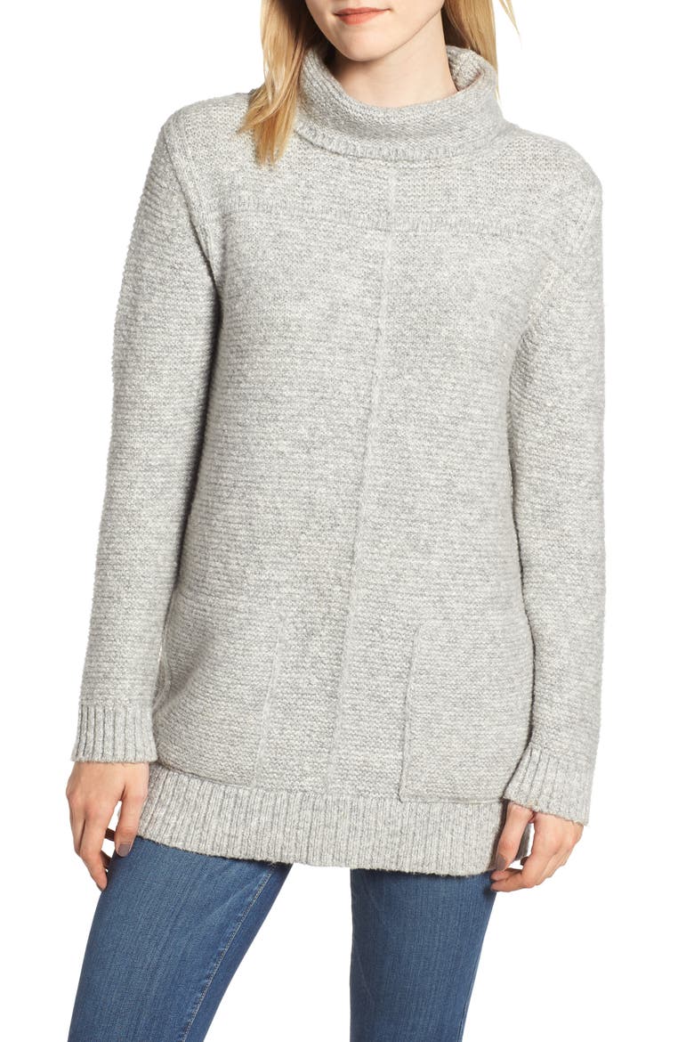 Malvern Roll Collar Sweater, Main, color, LIGHT GREY MARL