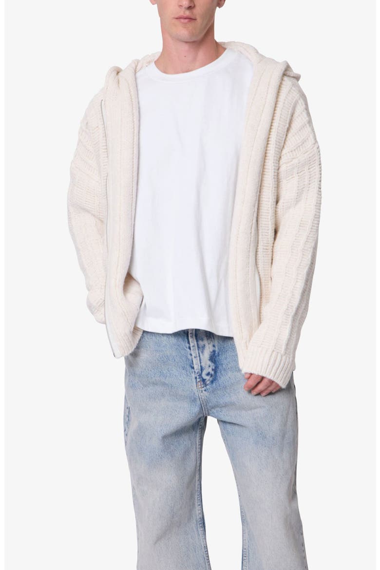 Open Stitch Zip Hooded Cardigan, Alternate, color, OFF WHITE