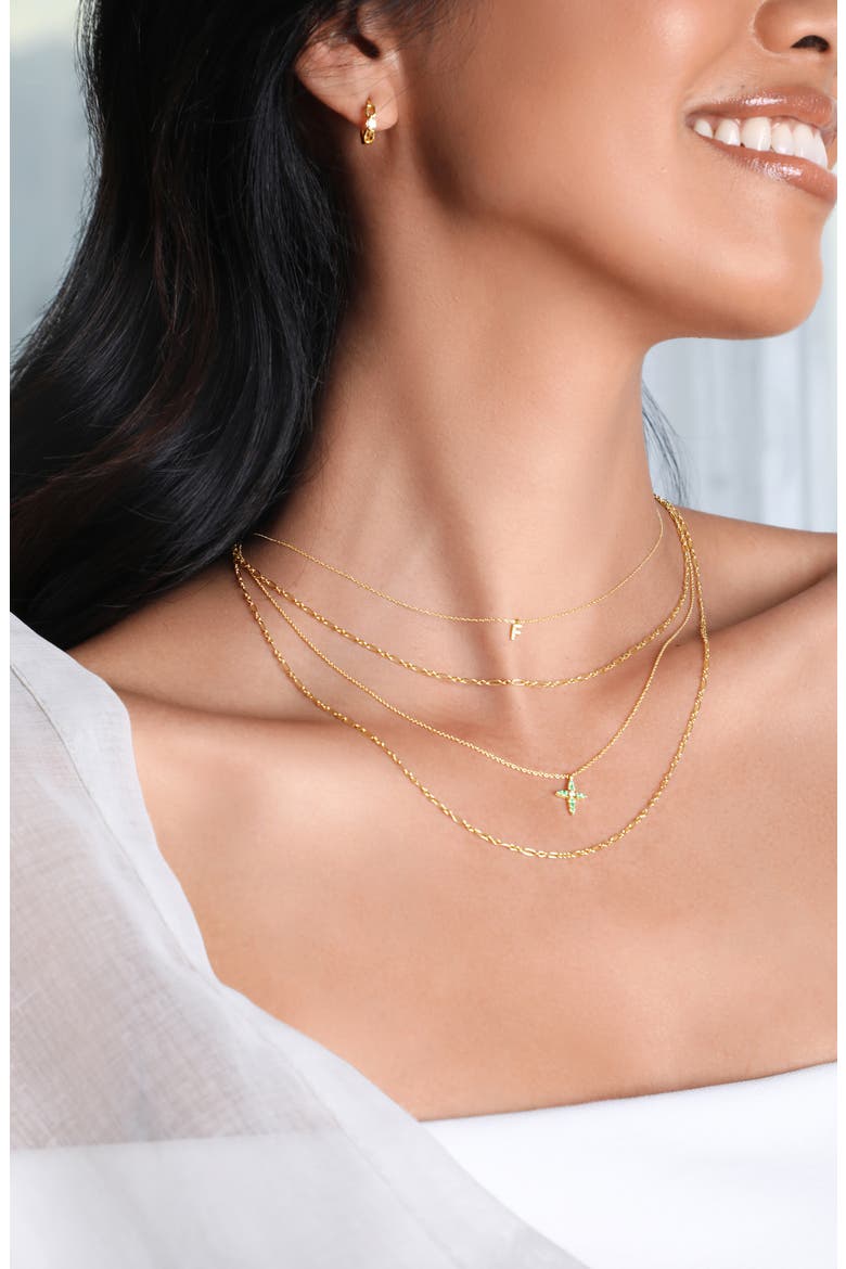 Icon Pavé Diamond Initial Pendant Necklace, Alternate, color, YELLOW