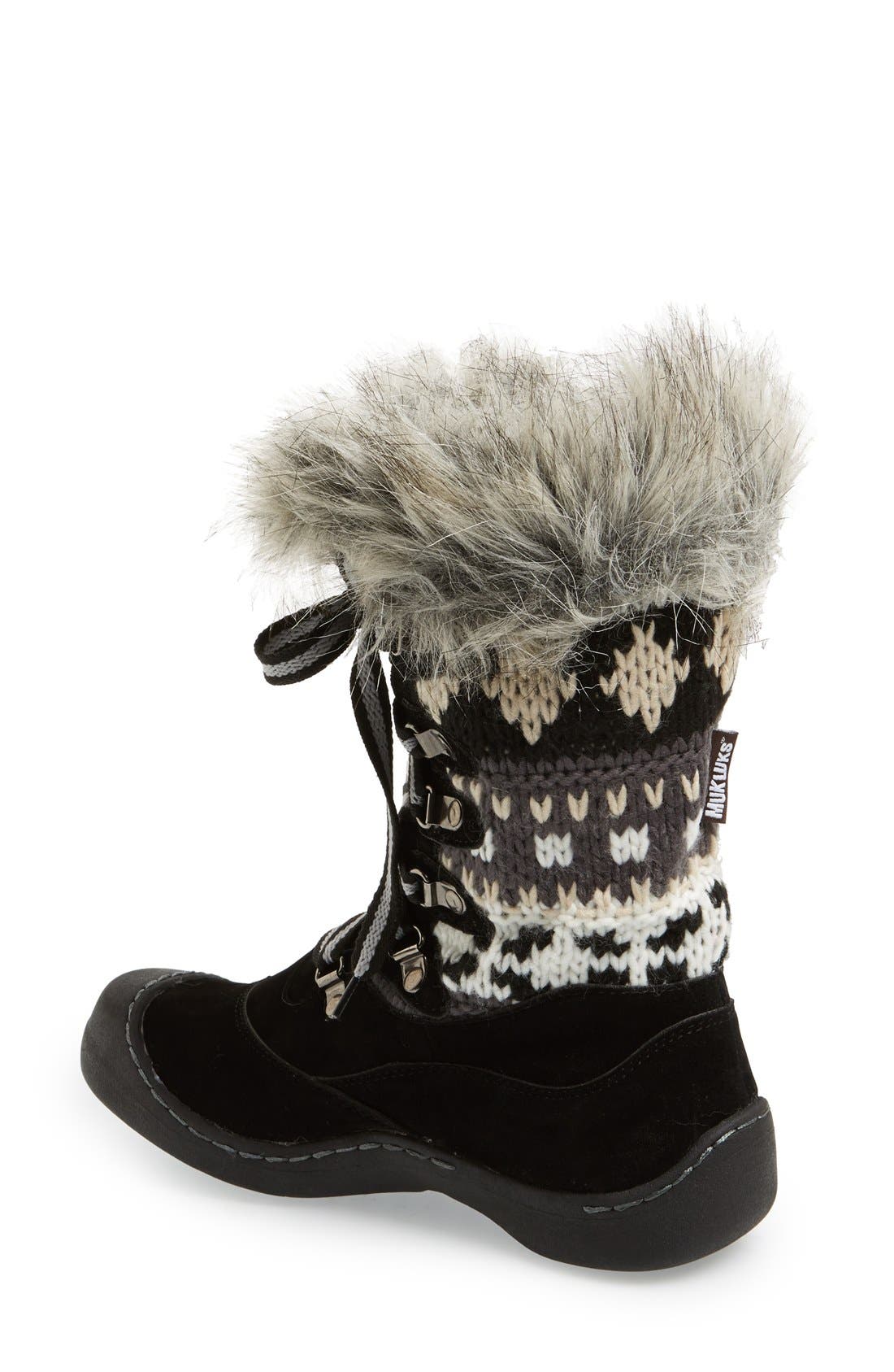 MUKS LUKS 'Gwen' Water Resistant Boot, Alternate, color, BLACK