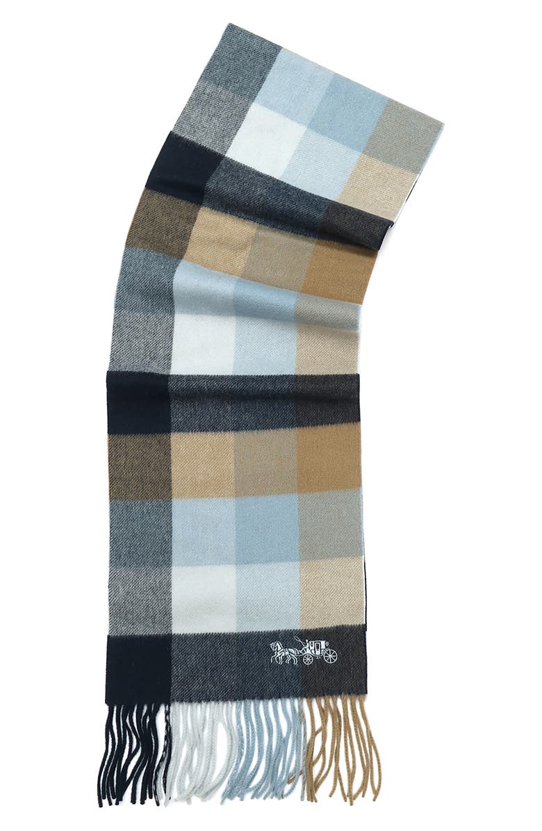 COACH Check Plaid Wool Scarf, Alternate, color, 