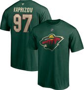 FANATICS Men's Fanatics Branded Kirill Kaprizov Green Minnesota Wild Authentic Stack Name & Number T-Shirt