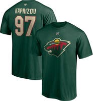 FANATICS Men's Fanatics Branded Kirill Kaprizov Green Minnesota Wild Authentic Stack Name & Number T-Shirt