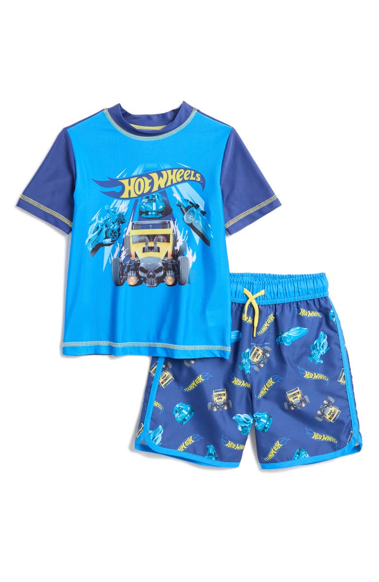 DREAMWAVE Kids' Hot Wheels Rashguard & Swim Shorts Set, Main, color, 