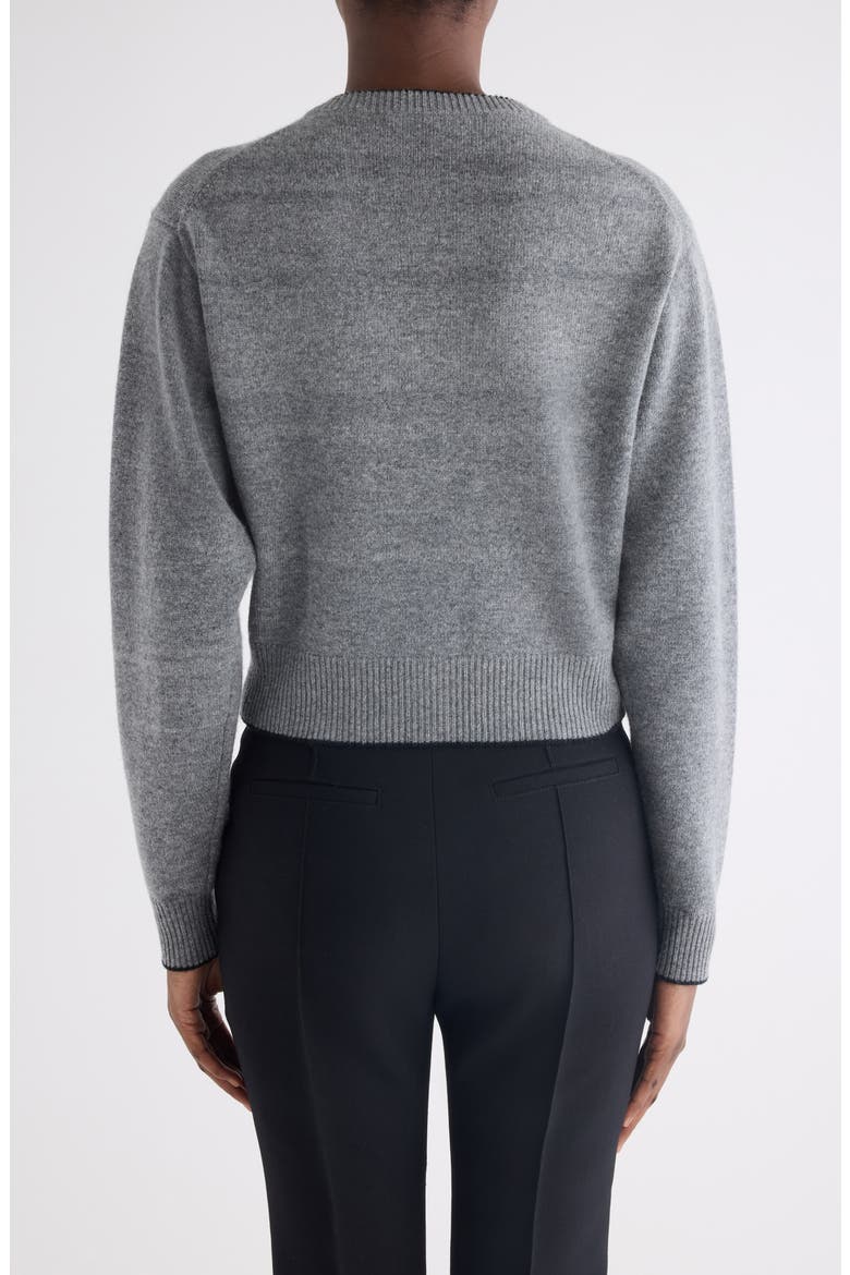 Embroidered Logo Crop Wool & Cashmere Cardigan, Alternate, color, DIVINE GREY