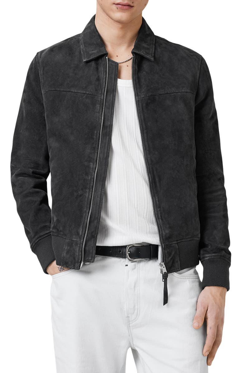 AllSaints Rashford Suede Harrington Jacket, Alternate, color, 