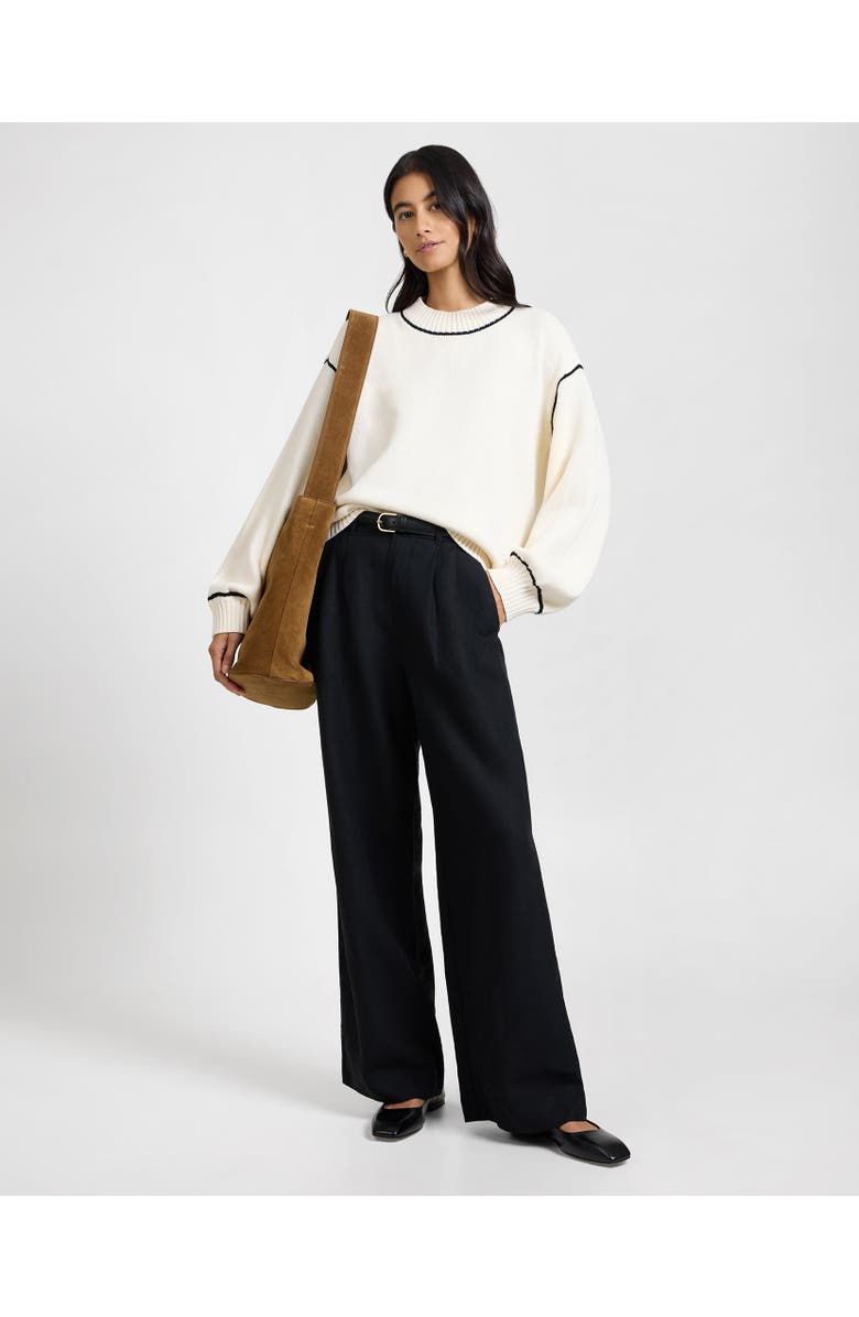 Onia Cotton Oversized Mock Neck Sweater, Alternate, color, Off White/Black