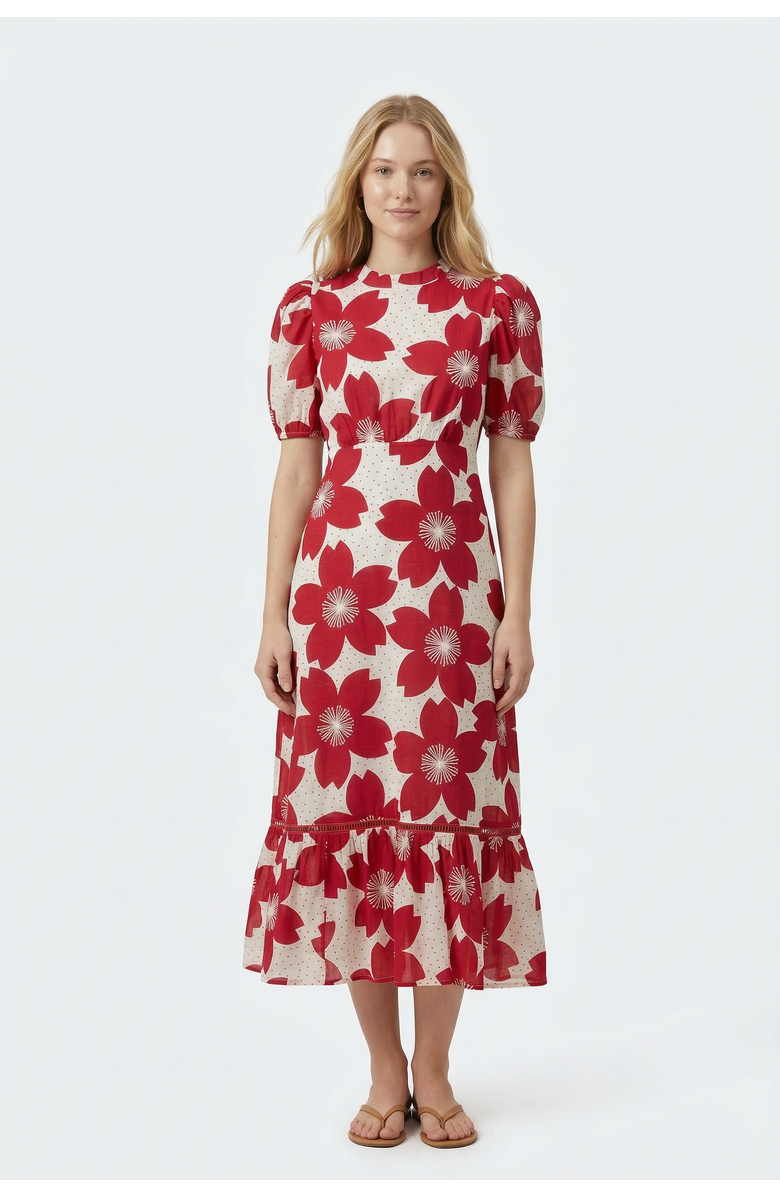 Ro's Garden Freya Midi Dress, Main, color, Burgundy Akari