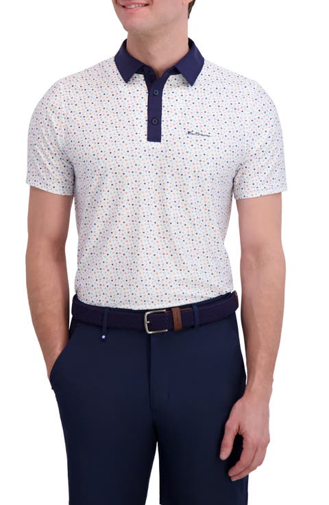 Polka Dot Print Tech Jersey Golf Polo