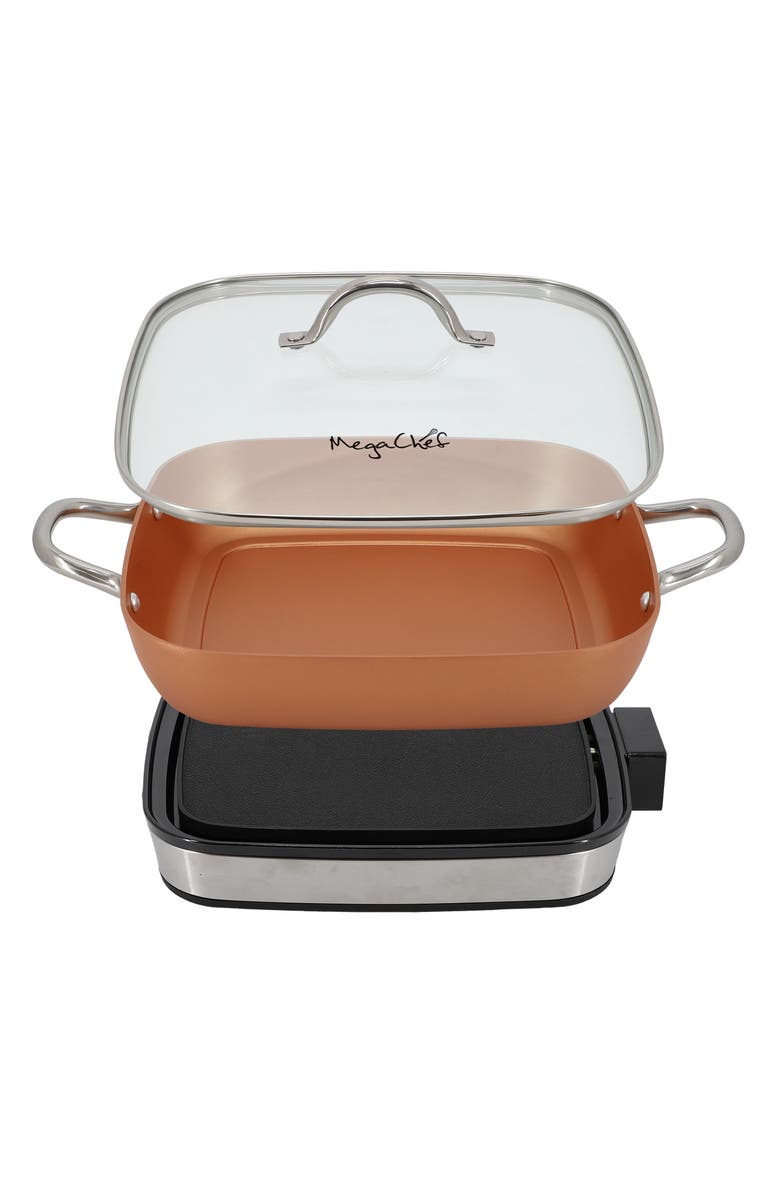 Megachef 11.81 Inch Electric Fry Pan with Copper Coating, Alternate, color, Black