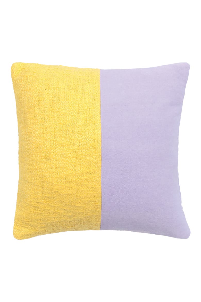 colorblock accent pillow, Main, color, CHARTREUSE/ FROZEN LILAC