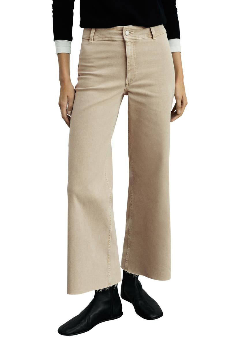 MANGO High Waist Stretch Twill Pants, Main, color, Sand
