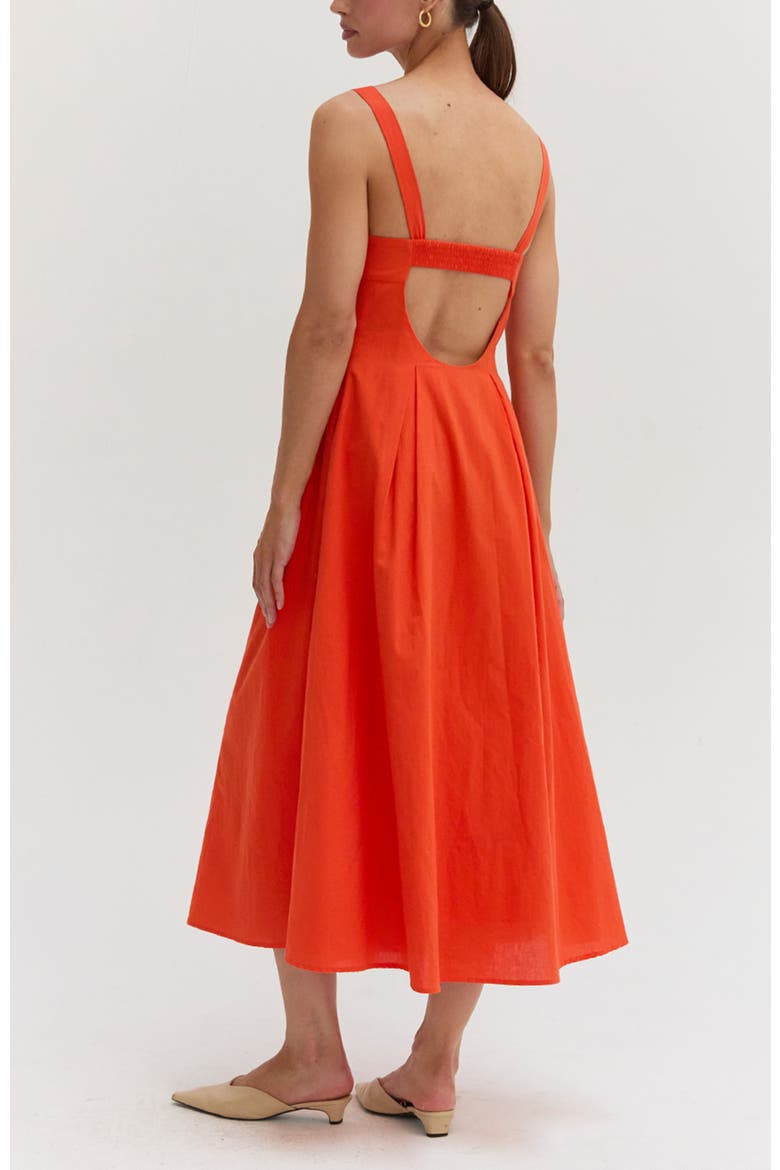 Bustier Cotton Midi Dress, Alternate, color, Poppy