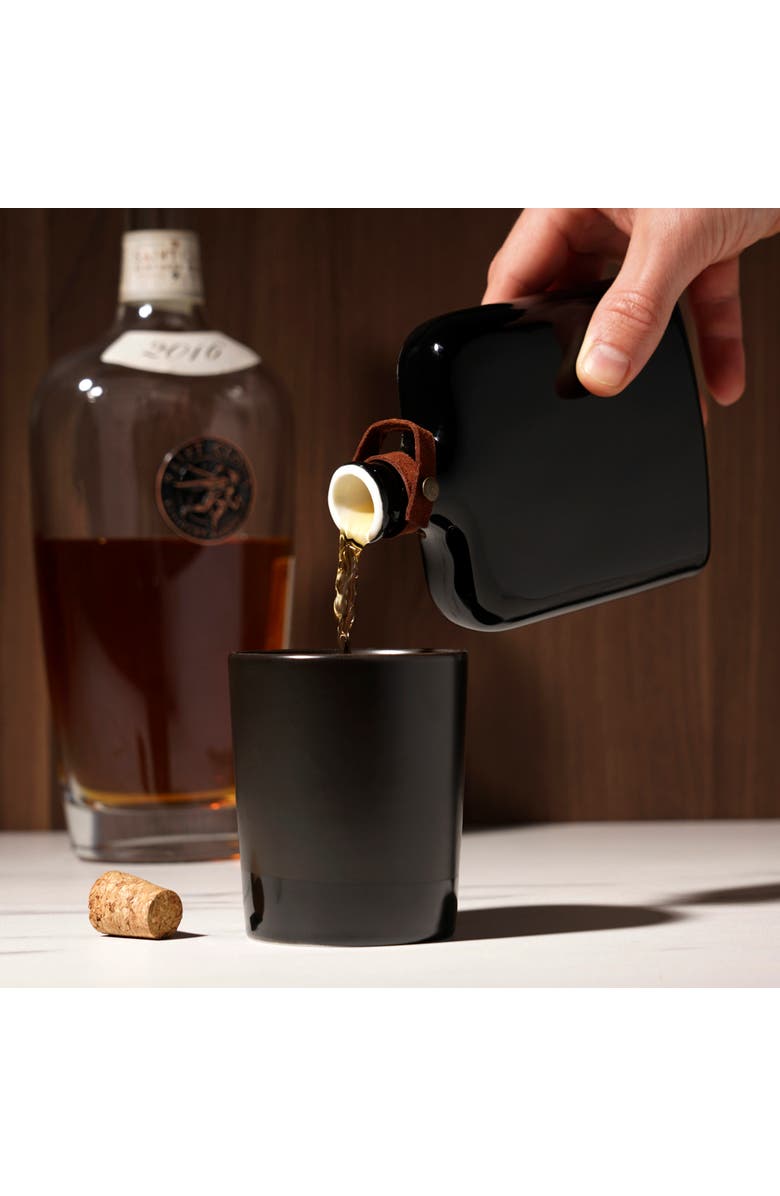 Viski Irving Nautilus 8.5 oz Ceramic Flask, Alternate, color, Black