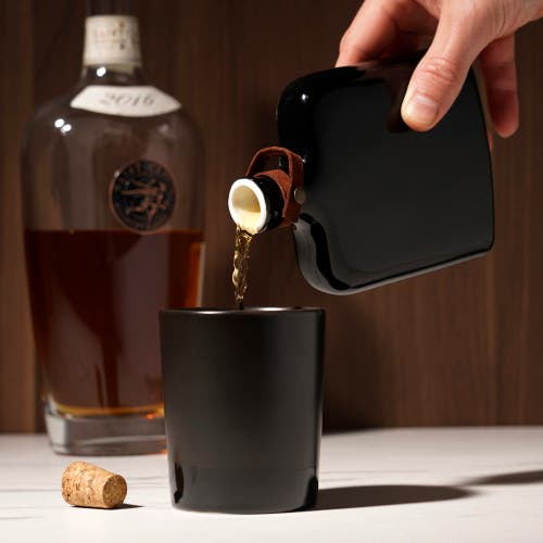 Viski Irving Nautilus 8.5 oz Ceramic Flask In Black