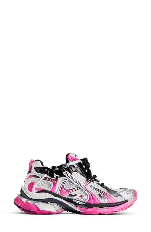 Balenciaga Runner Sneakers In White/pink/black