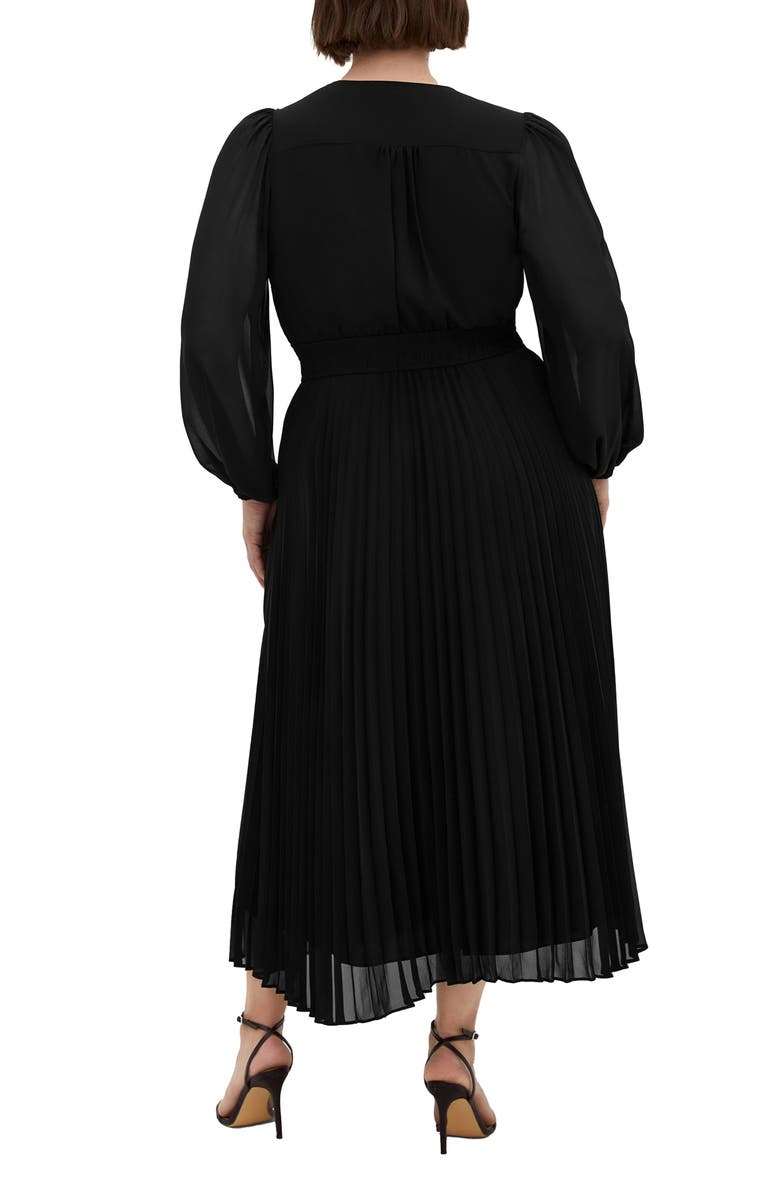 City Chic Sheer Finley Long Sleeve Chiffon Dress, Alternate, color,