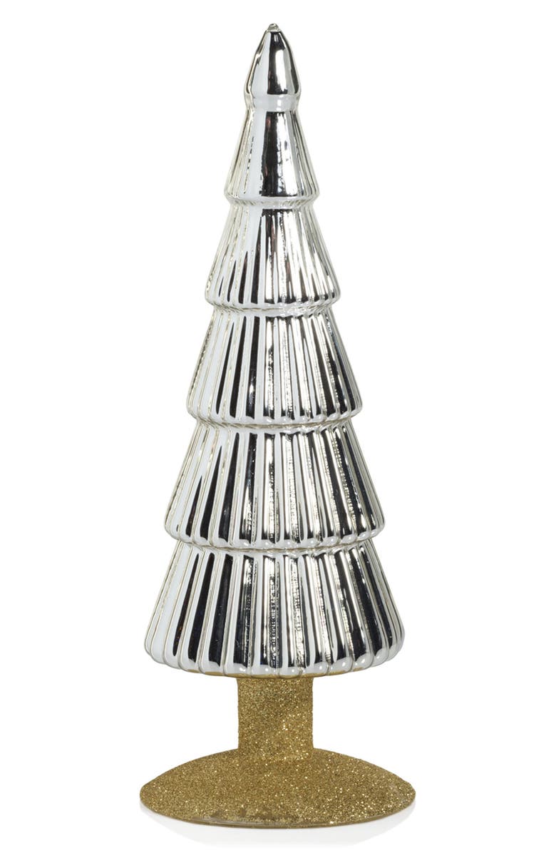 Zodax Set of 2 Dembe Glass Tree Figurines, Main, color, Silver/ Gold