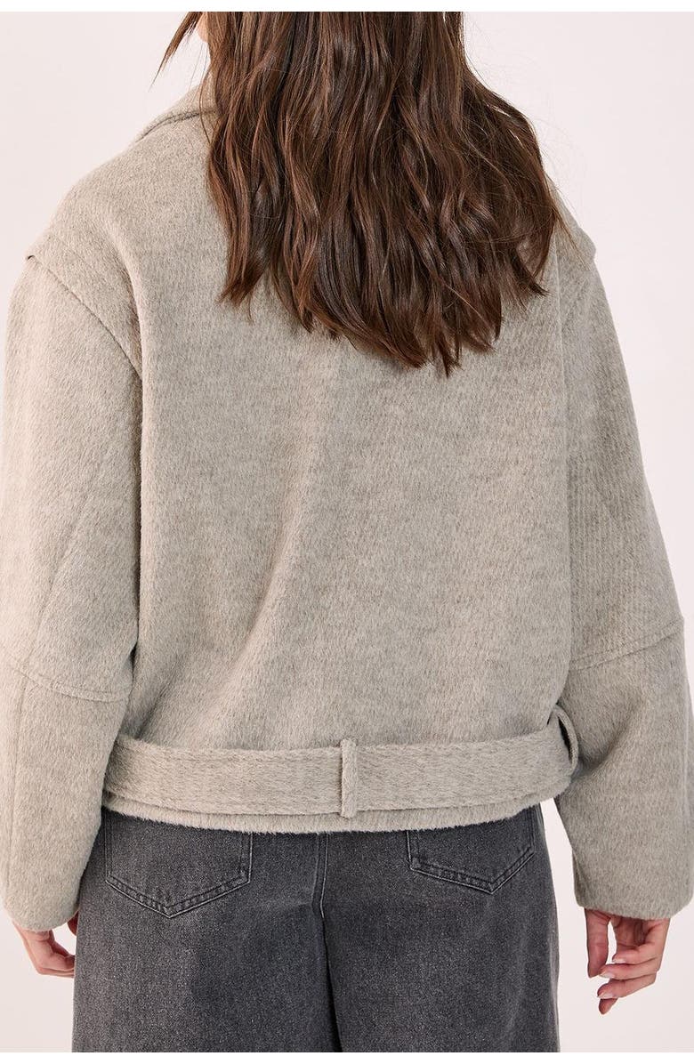 NASTY GAL Oversized Brushed Belted Biker Jacket, Alternate, color, Mink