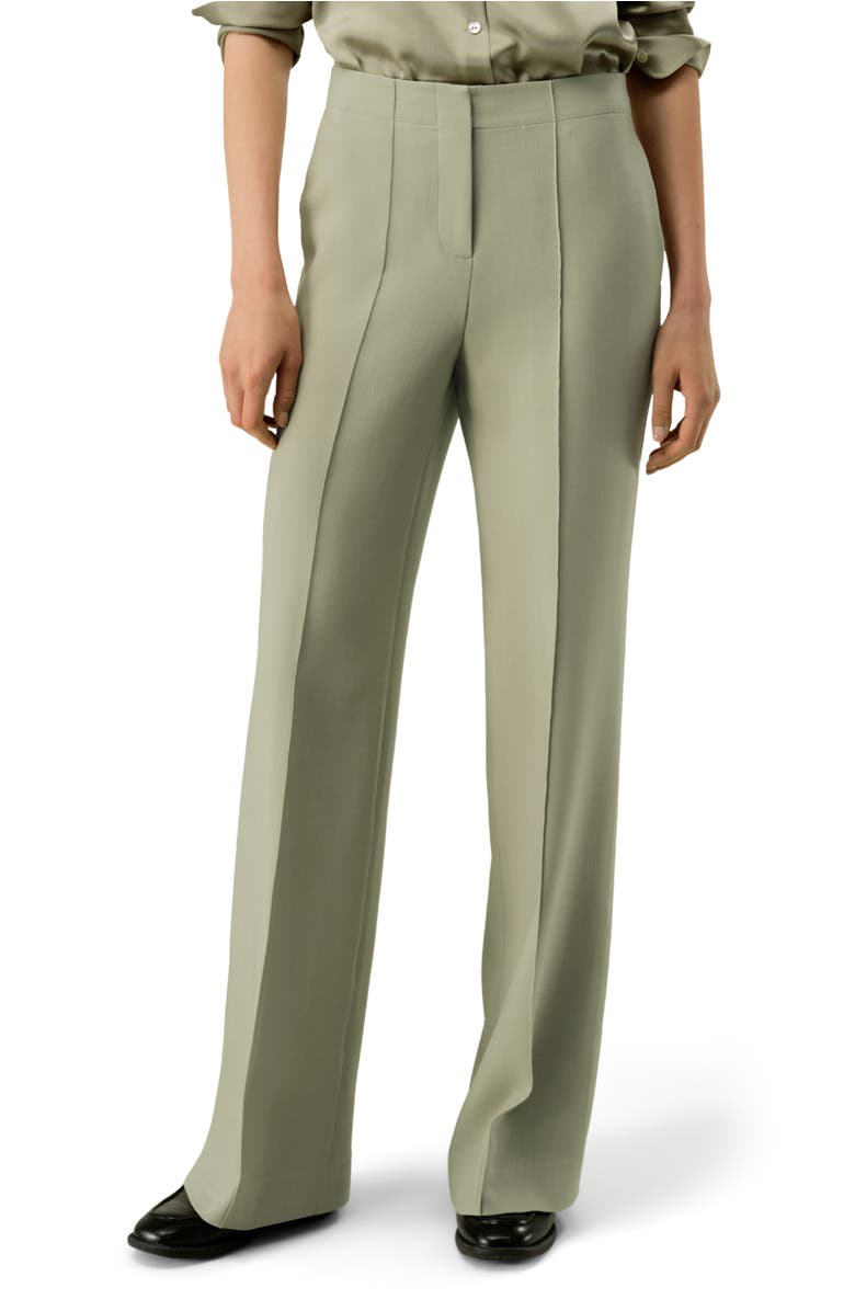 Lilysilk Silk-Wool Twill Flare Pants, Main, color, Laurel Oak