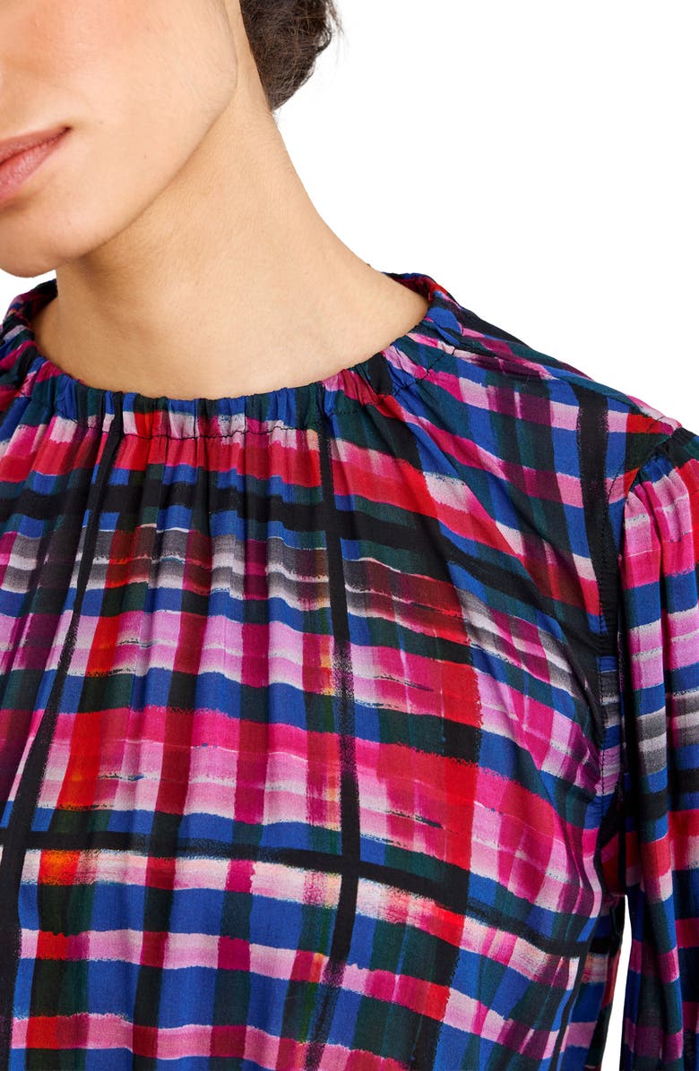 Bella Dahl Plaid Shirred Bubble Top, Alternate, color, Winter Plaid