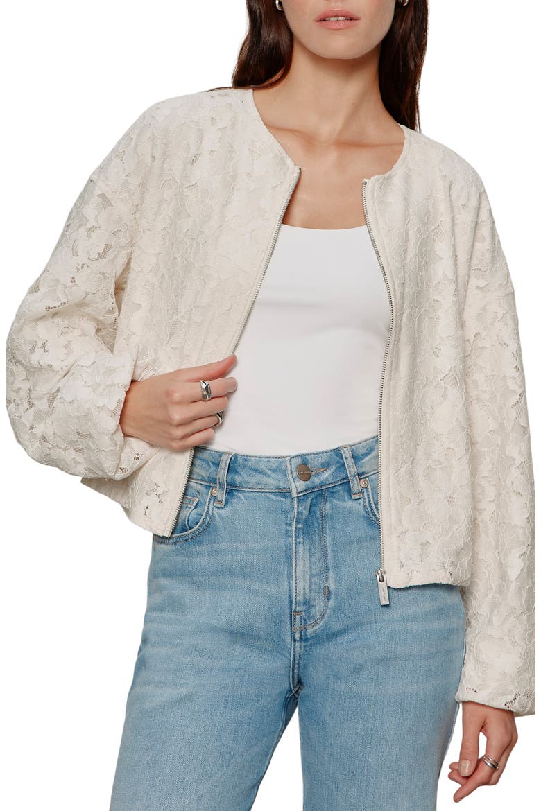 Leila Lace Bomber Jacket, Alternate, color, COLLAGEN WHITE
