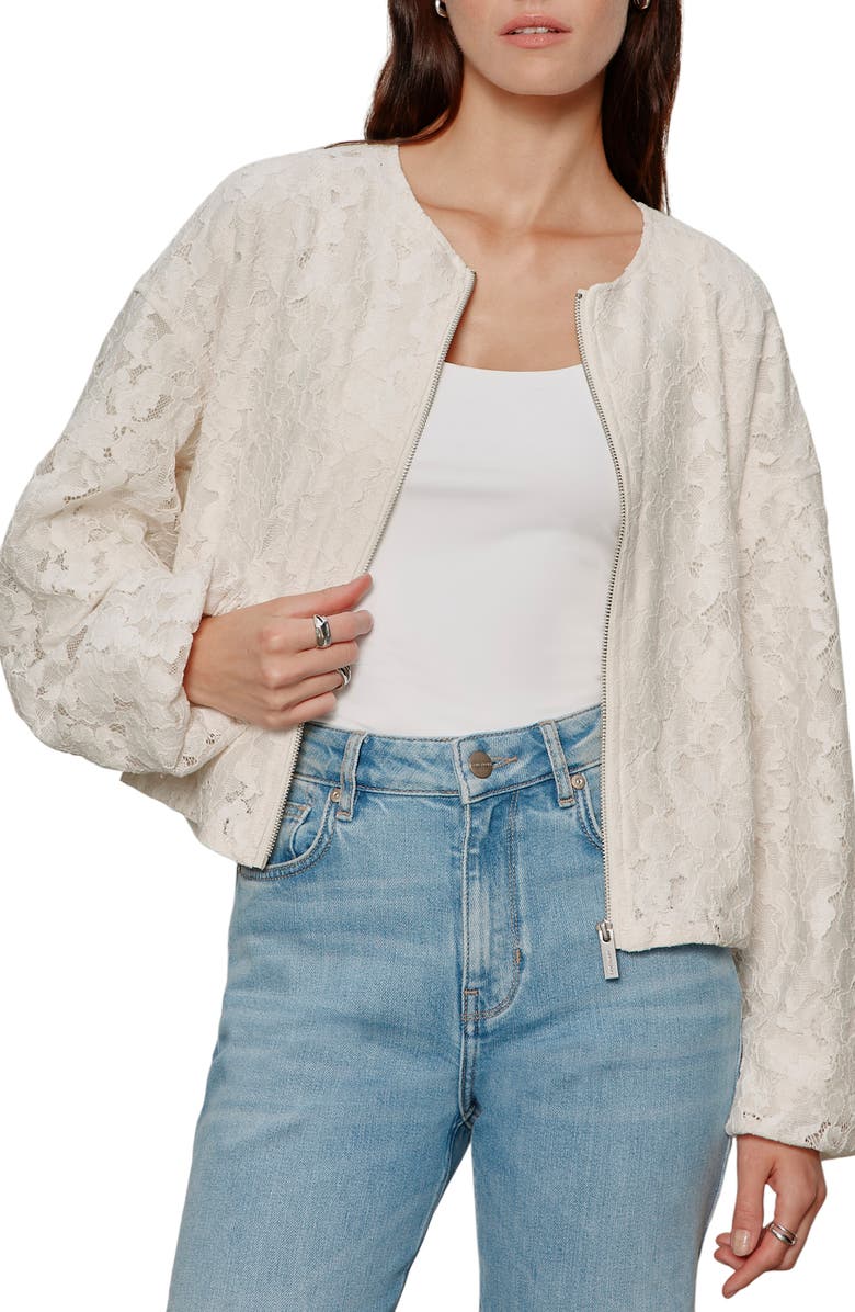 Sanctuary Leila Lace Bomber Jacket, Alternate, color, Collagen White