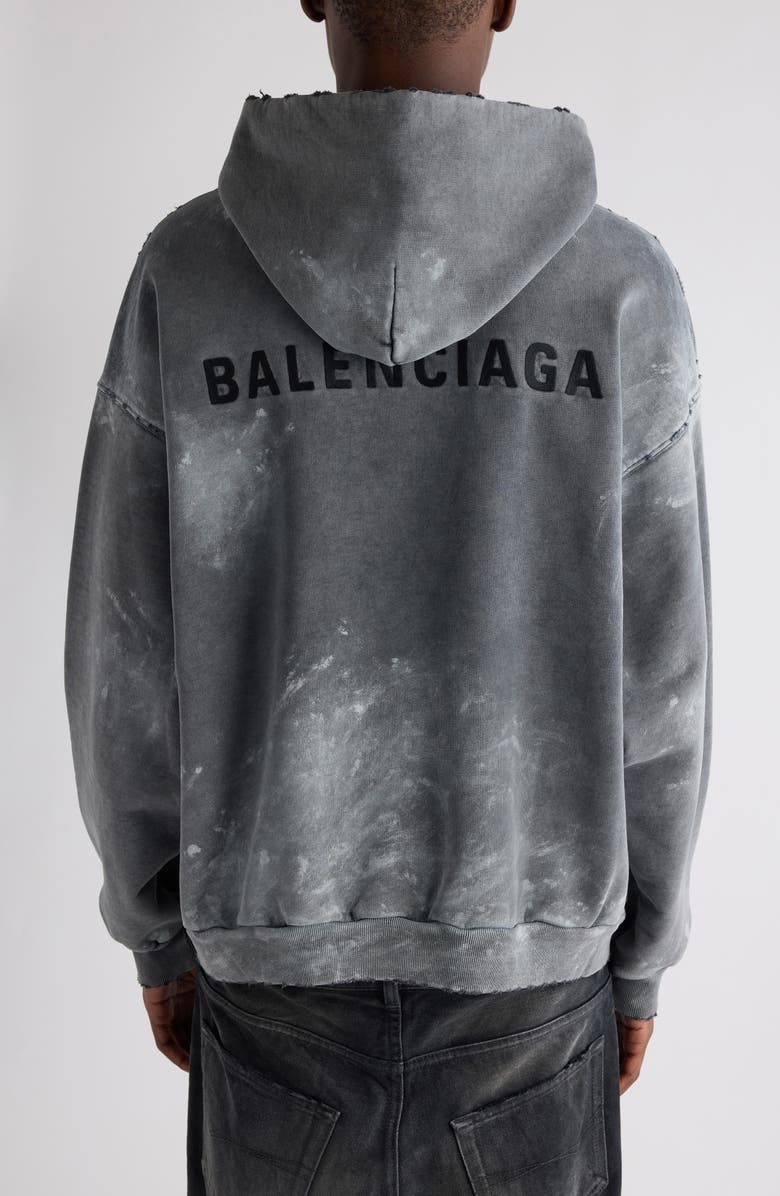 Balenciaga Medium Fit Distressed Archetype Fleece Hoodie, Alternate, color,