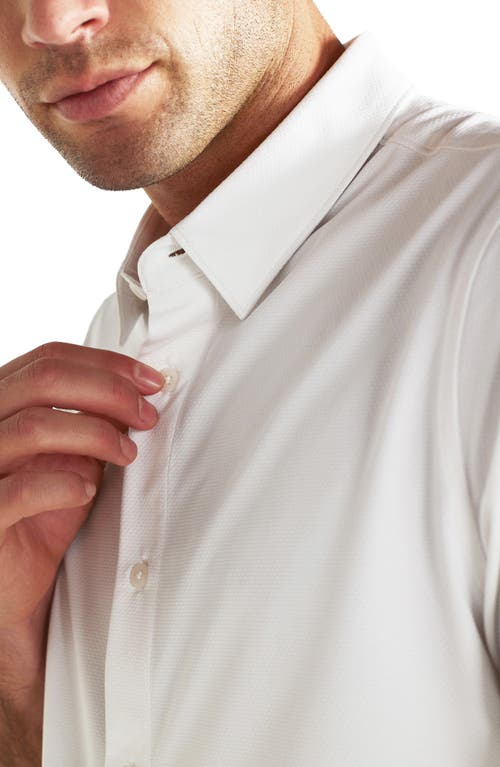 7 Diamonds Owen Solid Short Sleeve Performance Button-up Shirt In White